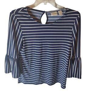 Chico's Dark Blue Bell Sleeve Blouse, Chico's 00/XS